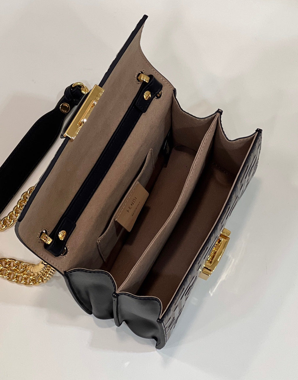 Fendi Kani 19 Bag in Black Mix Chocolate Brown Calfskin with Gold Hardware