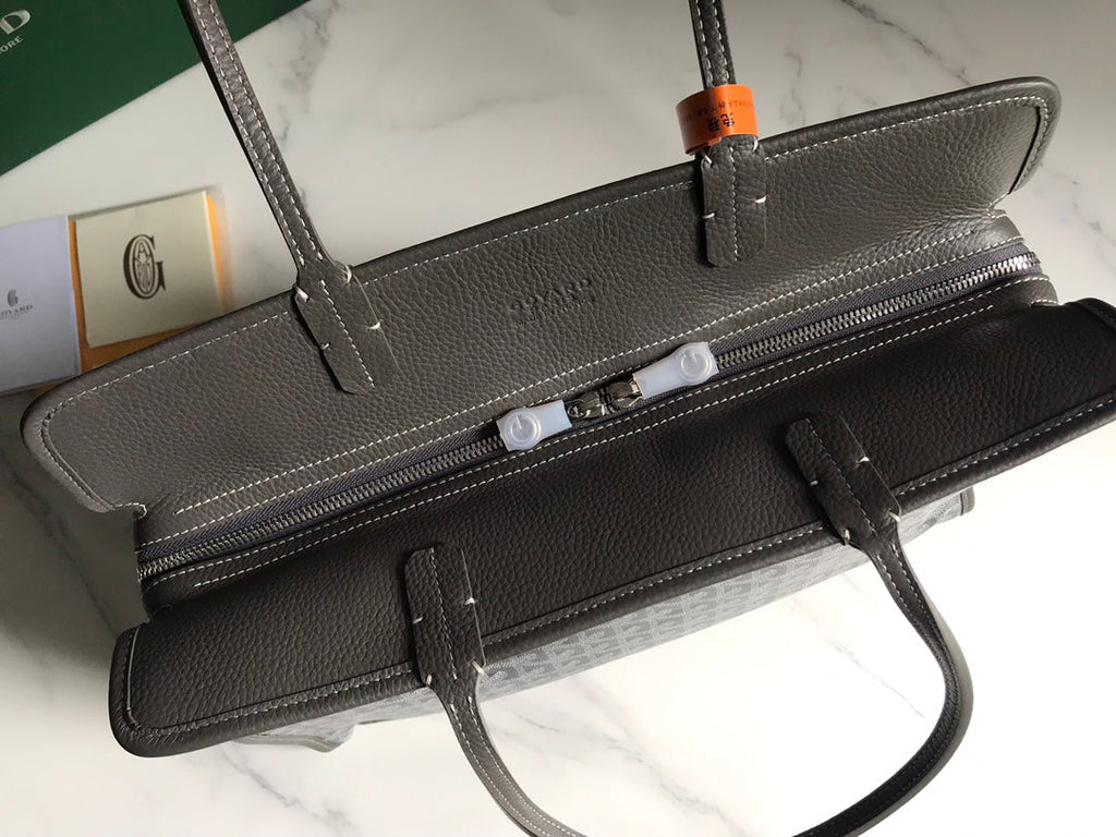 Goyard Hardy PM Bag 40 in Gray Goyardine Canvas and Taurillon Leather Trim