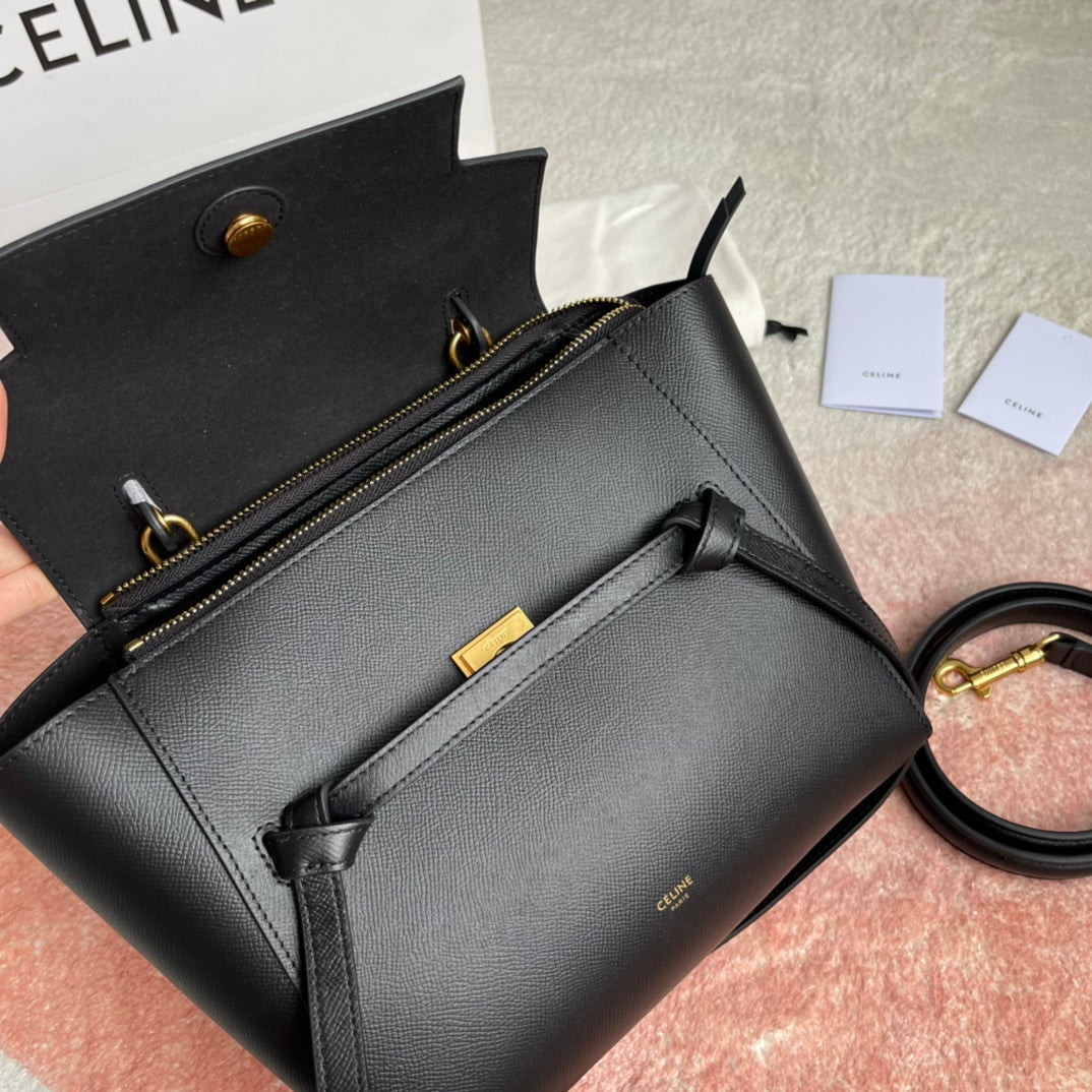 Celine Fish Bag 24 Black Cowhide Leather