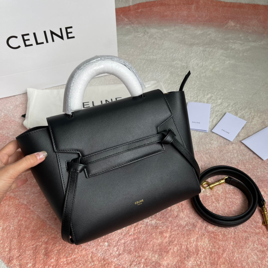 Celine Fish Bag 24 Black Cowhide Leather