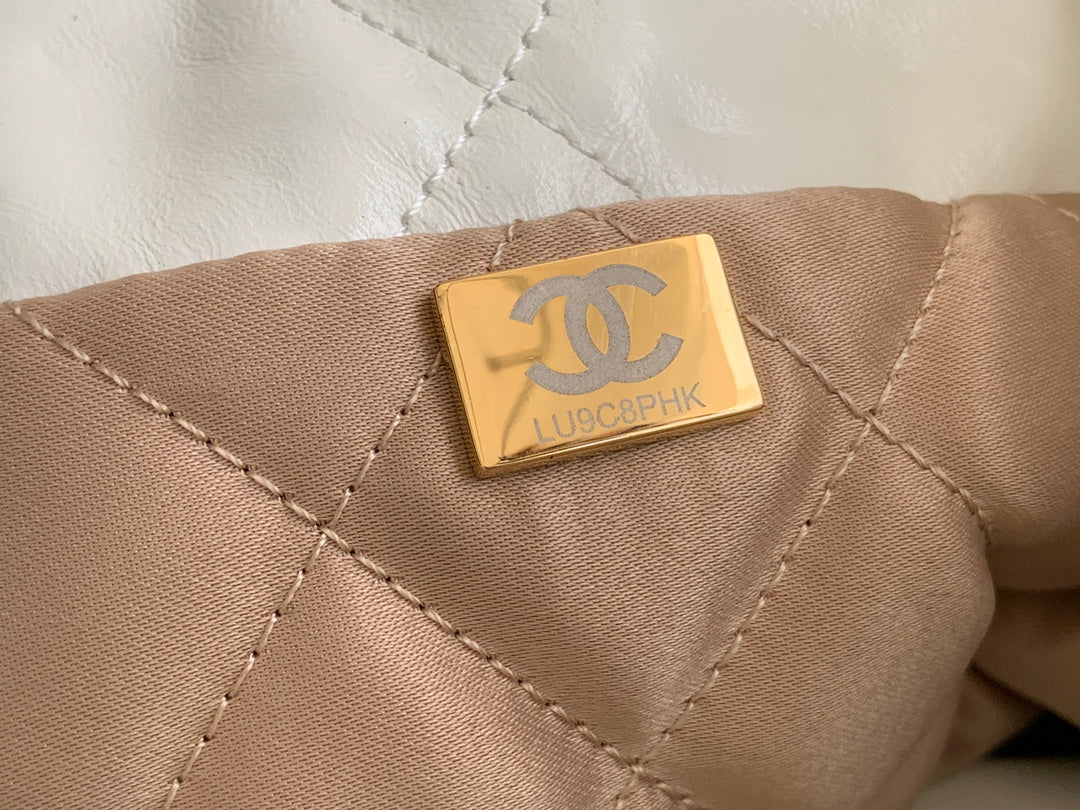Chanel Large 42 Handbag in White Shiny Calfskin Gold Hardware