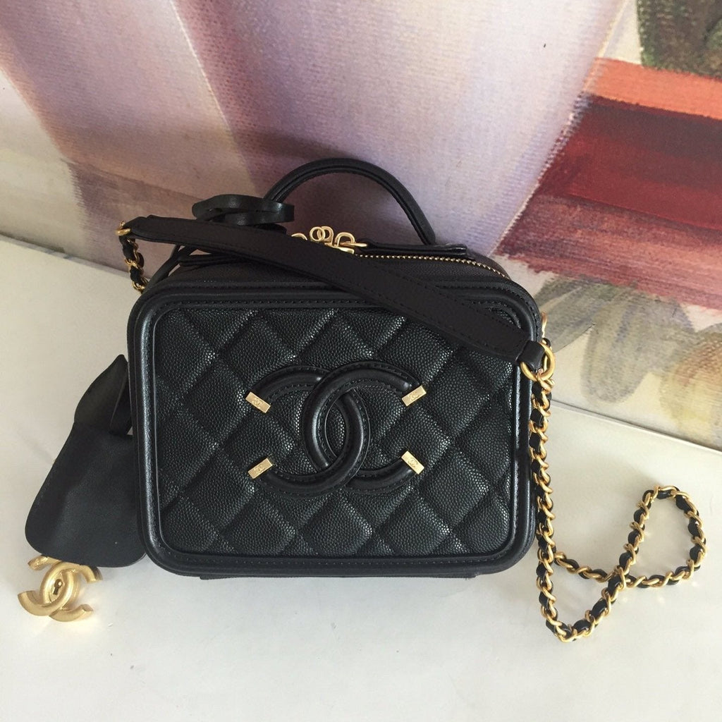 Chanel Mini 17 Vanity Case in Black Calfskin Gold Hardware