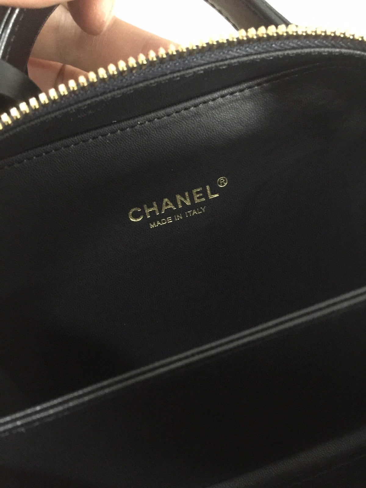 Chanel Mini 17 Vanity Case in Aegean Blue Mix Black Calfskin Gold Hardware