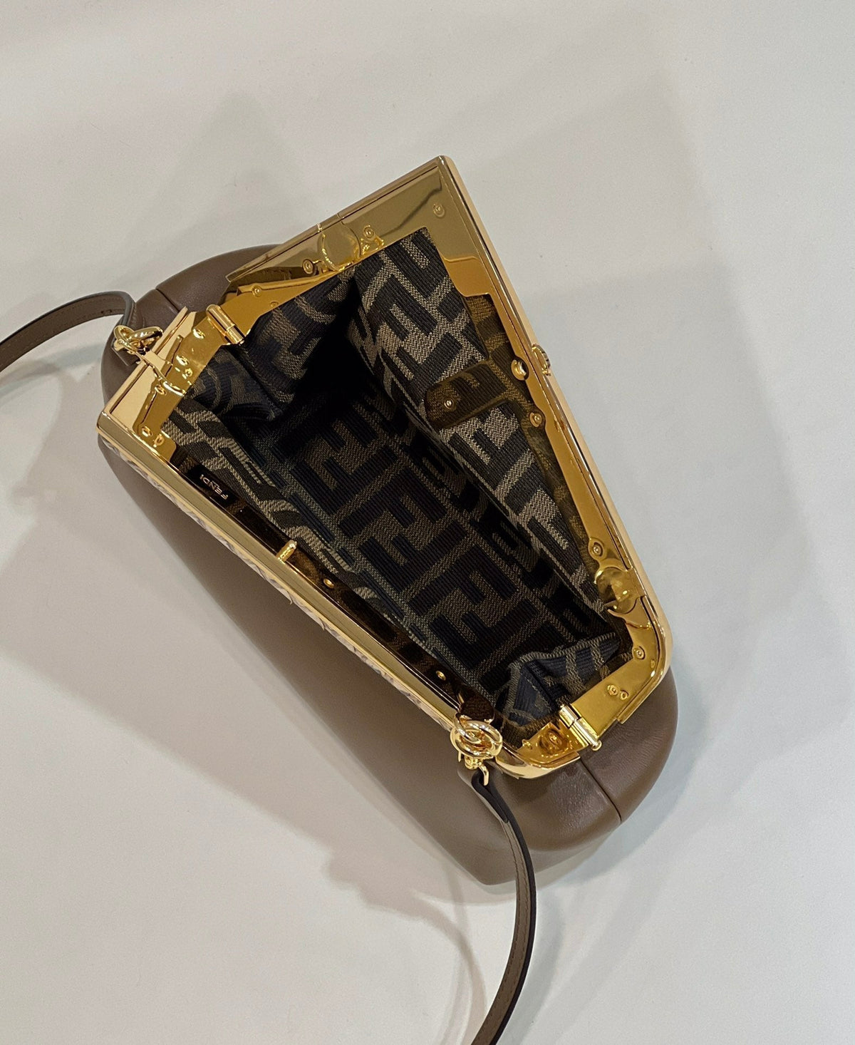 Fendi First Small 26 Coffee Brown Leather Bag with Exotic Details