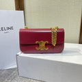 Celine Chain Embossed Armpit Bag 20 in Wine Red Calfskin