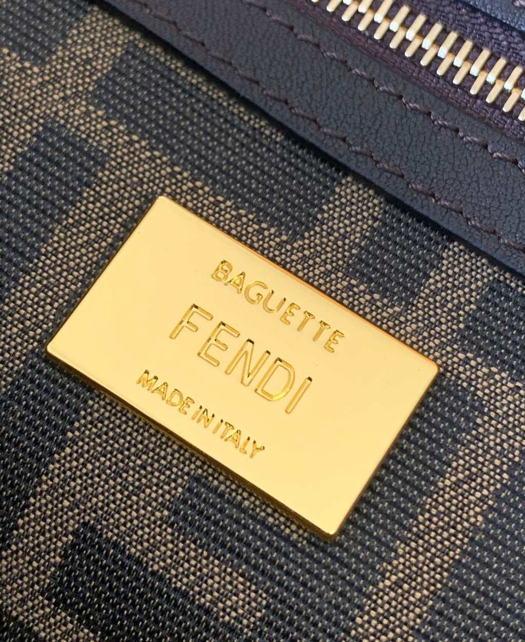 Fend Baguette 27 Brown Ff Jacquard Fabric Bag Ghw