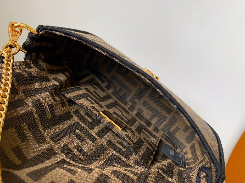 Fend Baguette 20 Brown Ff Jacquard Fabric Bag Ghw