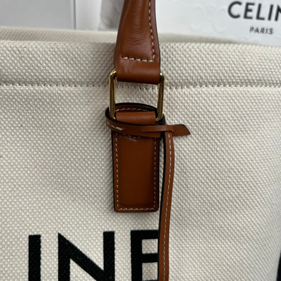 Celine Cabas 44 Printed Canvas White Tote