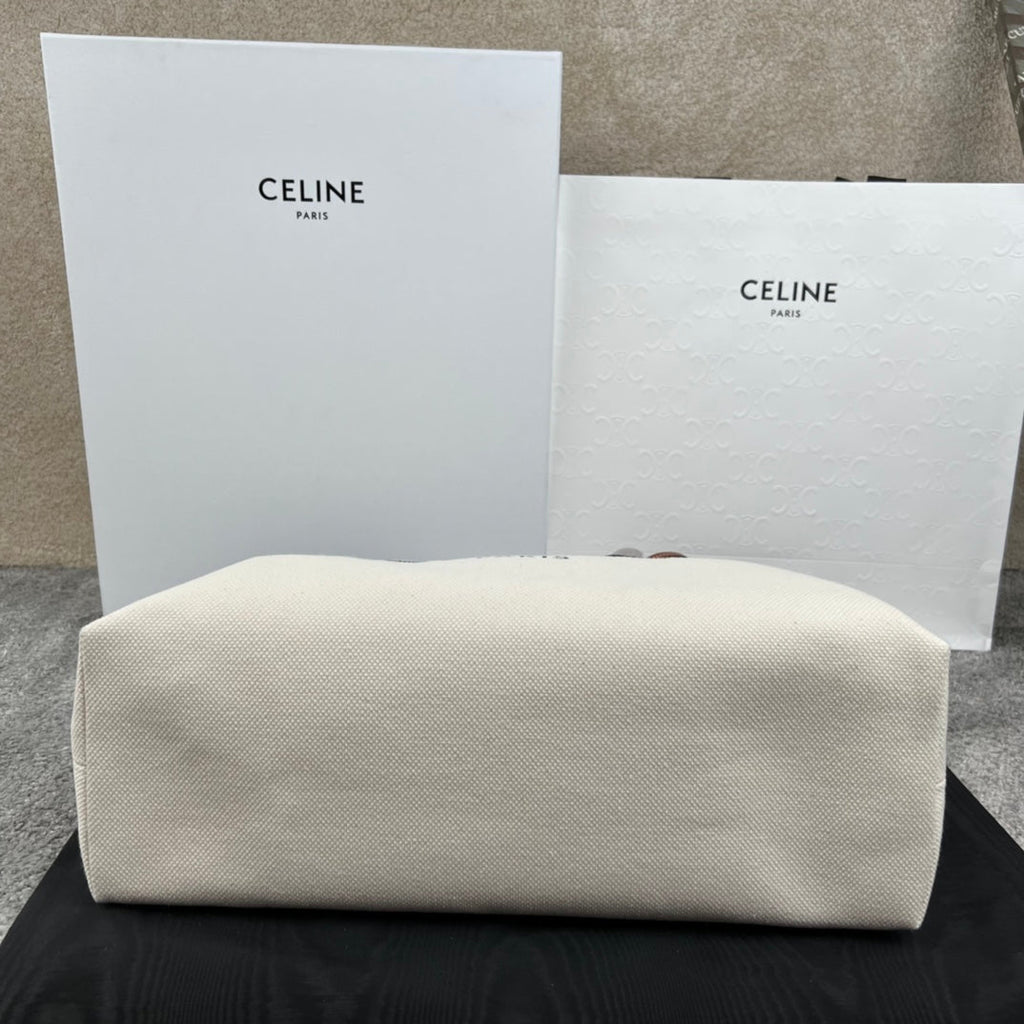 Celine Cabas 44 Printed Canvas White Tote