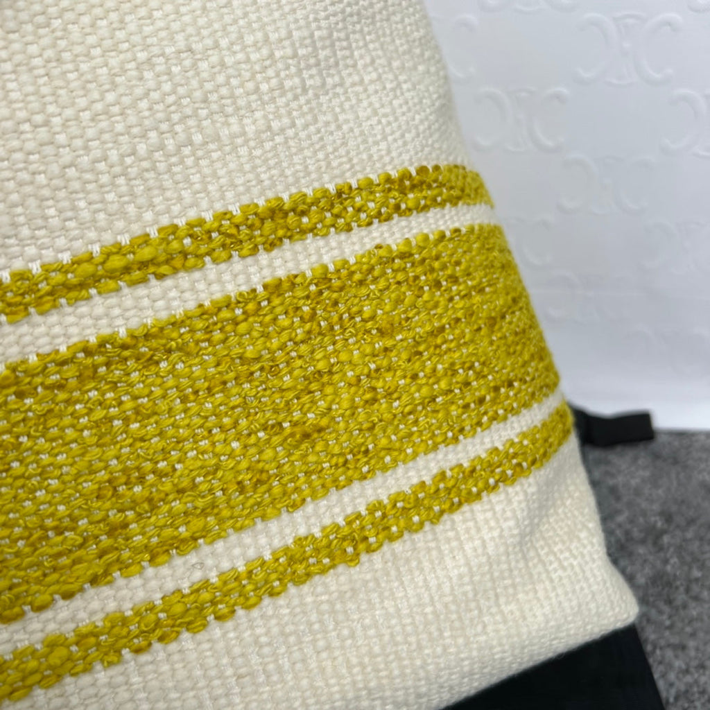 Celine Cabas 44 Printed Canvas White Yellow Tote