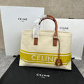 Celine Cabas 44 Printed Canvas White Yellow Tote