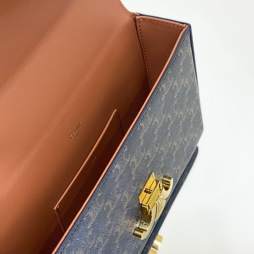 Celine Box Triomphe 22 Black Pattern Natural Calfskin Bag
