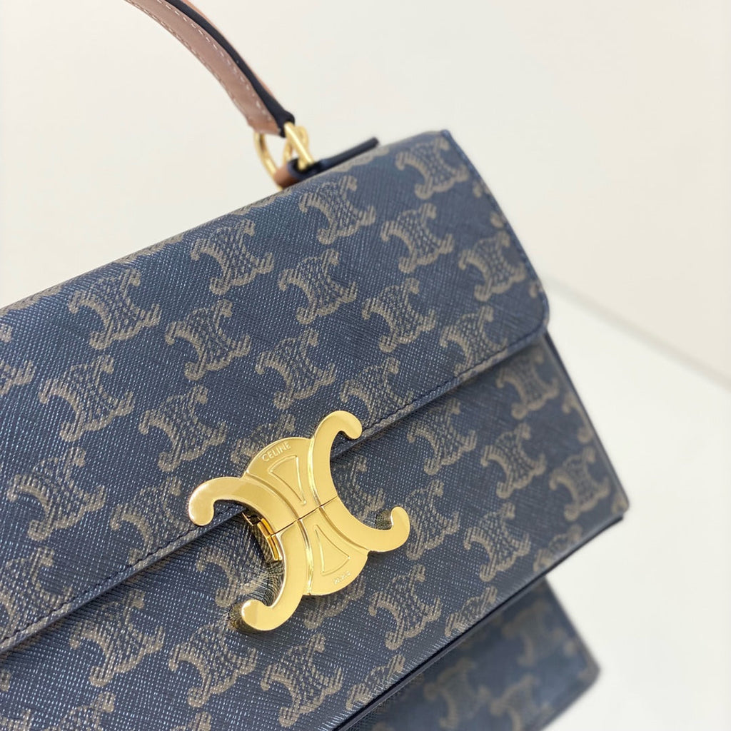 Celine Box Triomphe 22 Black Pattern Natural Calfskin Bag