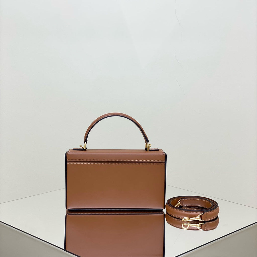 Celine Box Triomphe 22 Tan Natural Calfskin Bag