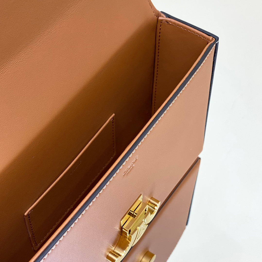 Celine Box Triomphe 22 Tan Natural Calfskin Bag