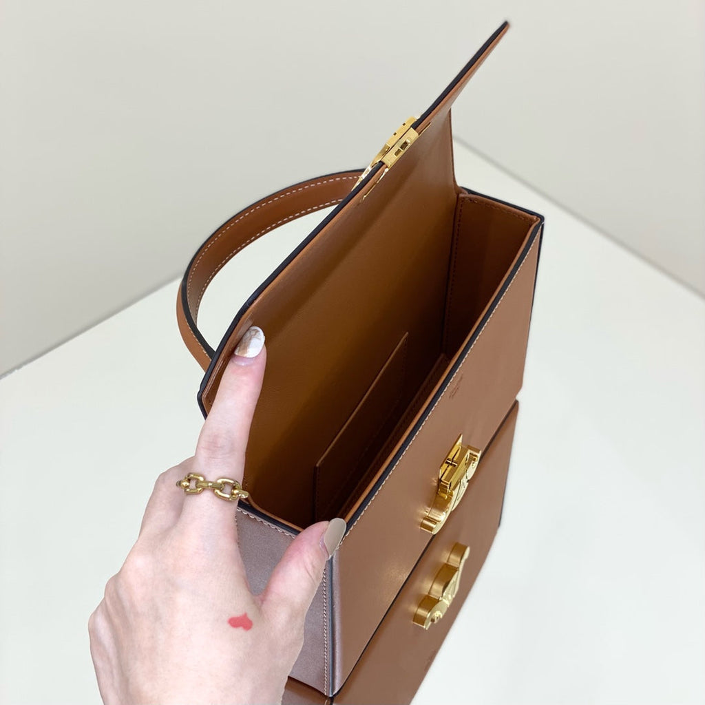 Celine Box Triomphe 22 Tan Natural Calfskin Bag