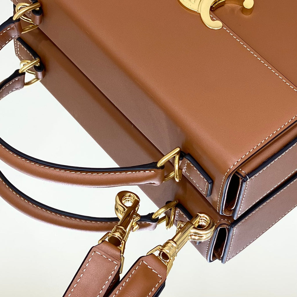 Celine Box Triomphe 22 Tan Natural Calfskin Bag
