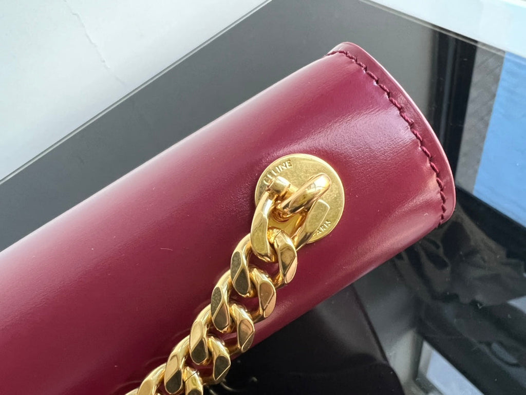 Celine Besace Triphome 24 Ruby Red Glossy Calfskin Bag