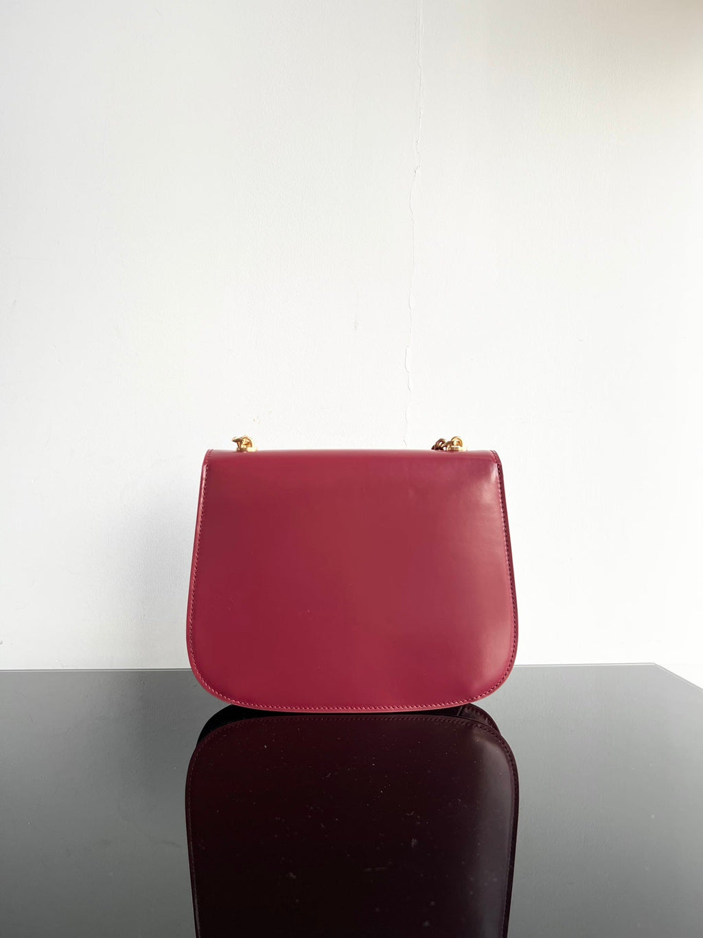 Celine Besace Triphome 24 Ruby Red Glossy Calfskin Bag