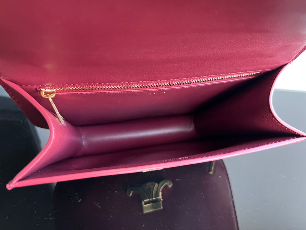 Celine Besace Triphome 24 Ruby Red Glossy Calfskin Bag