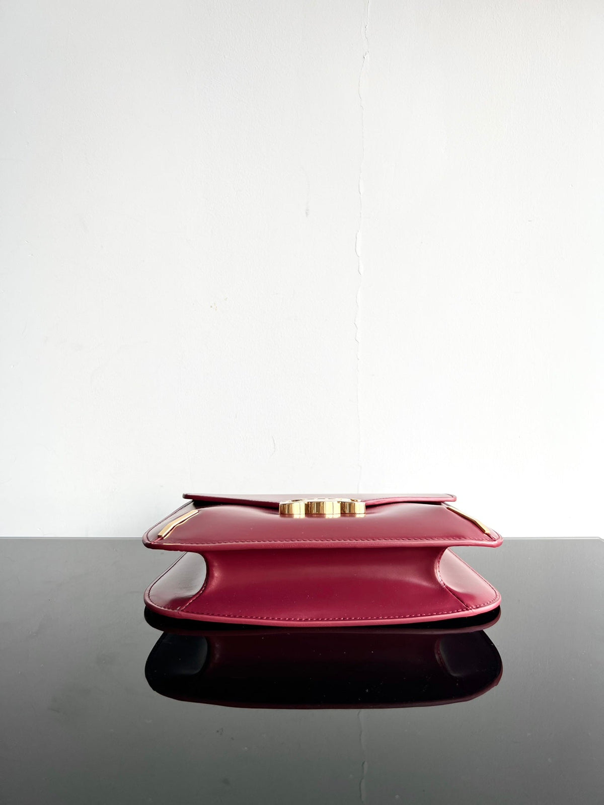 Celine Besace Triphome 24 Ruby Red Glossy Calfskin Bag