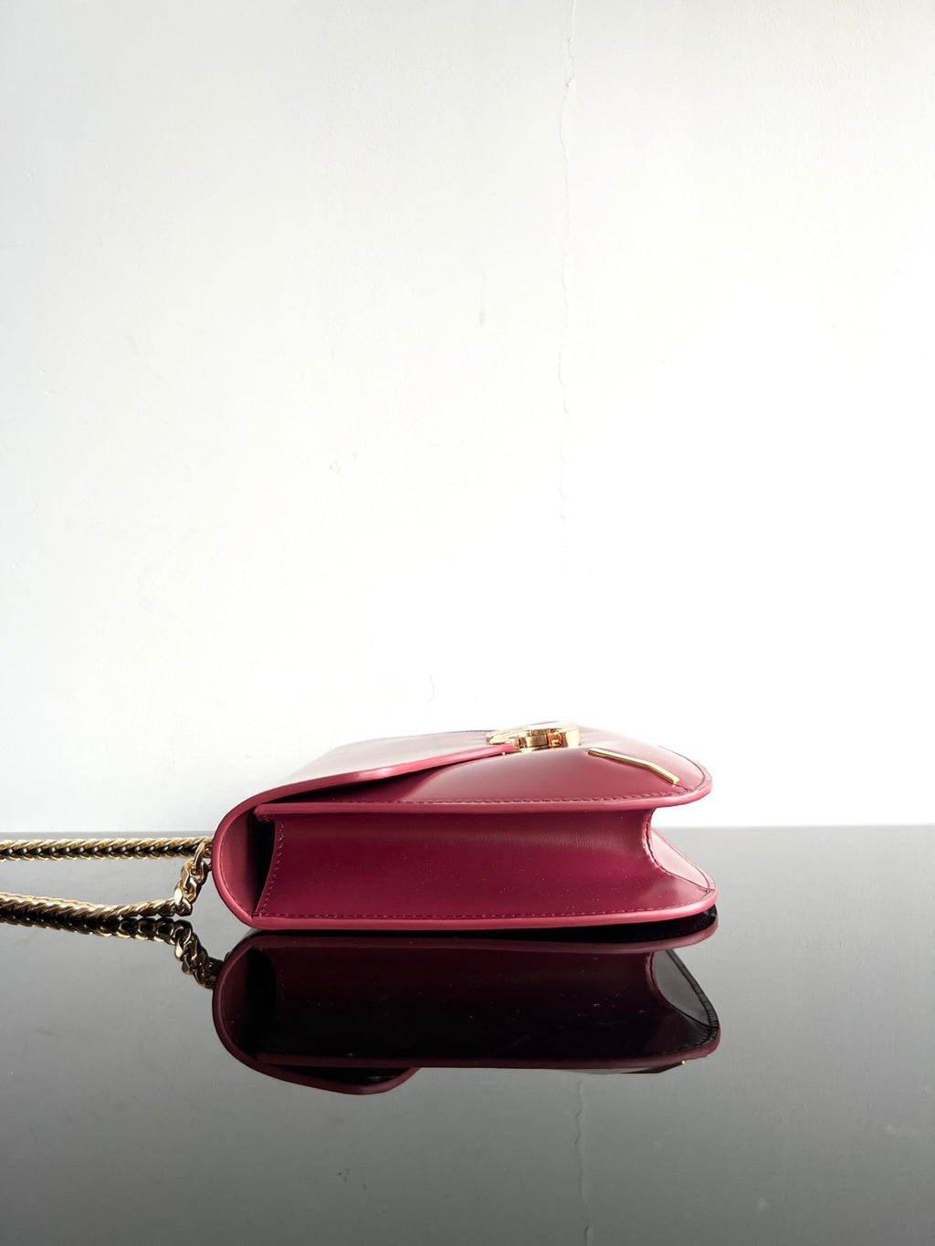Celine Besace Triphome 24 Ruby Red Glossy Calfskin Bag