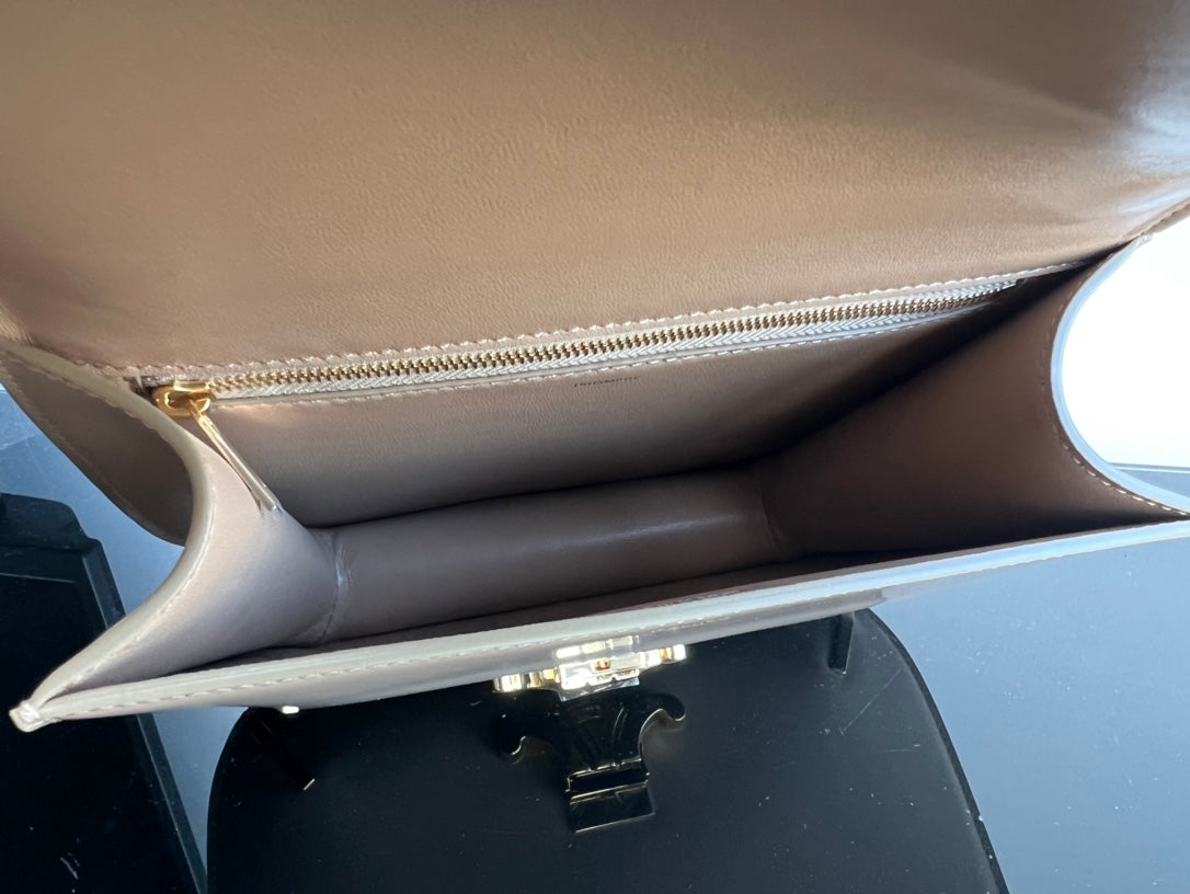 Celine Besace Triphome 24 Beige Cream Glossy Calfskin Bag