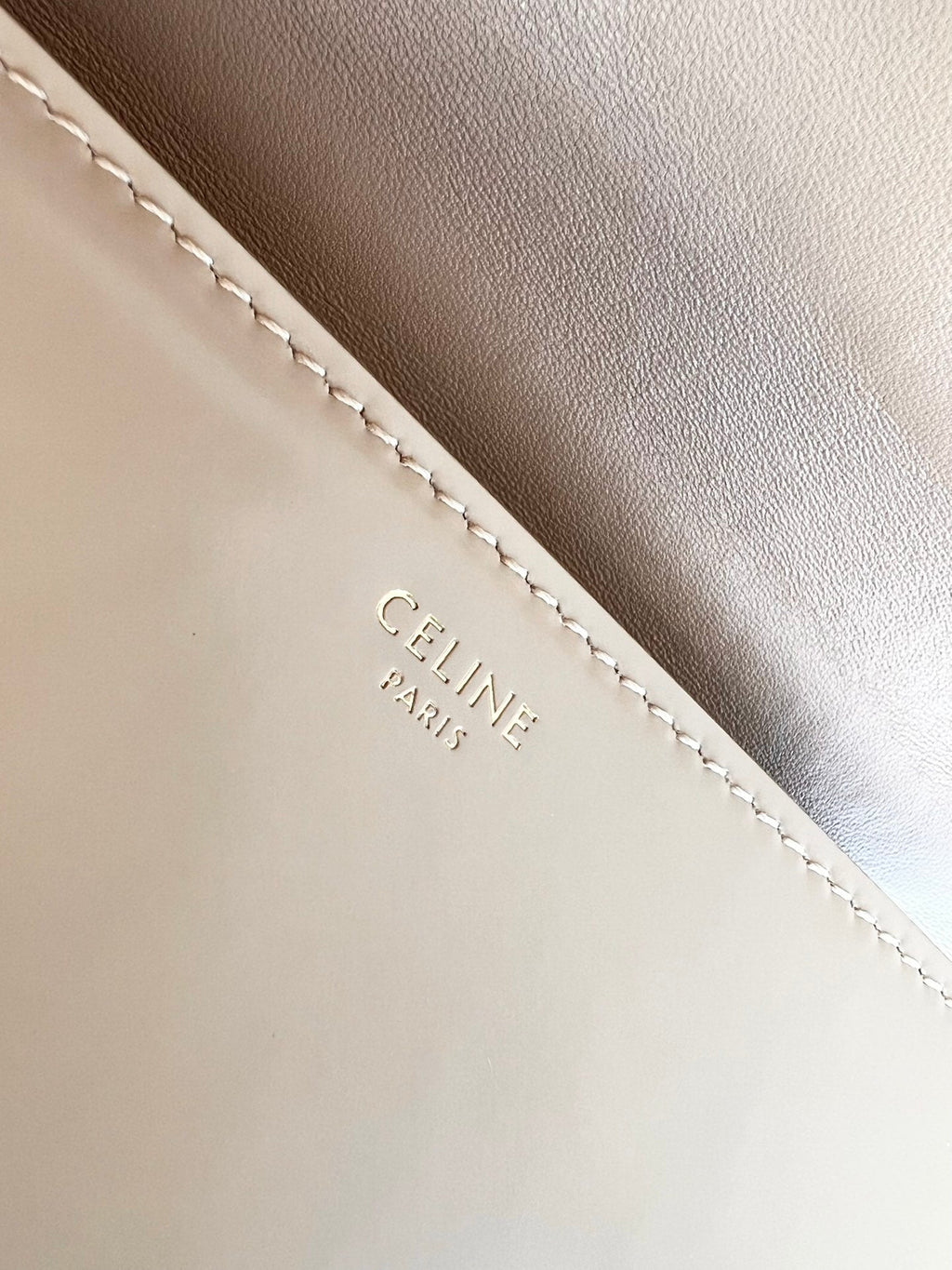 Celine Besace Triphome 24 Beige Cream Glossy Calfskin Bag