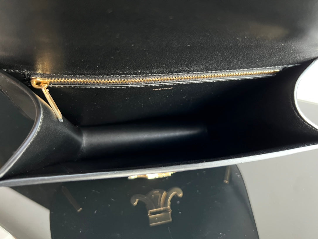 Celine Besace Triphome 24 Black Glossy Calfskin Bag