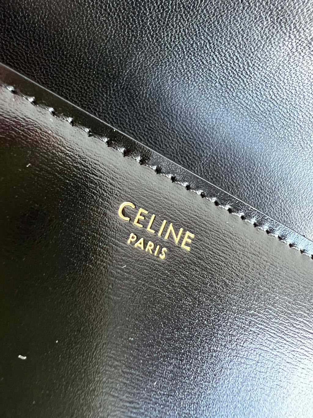 Celine Besace Triphome 24 Black Glossy Calfskin Bag