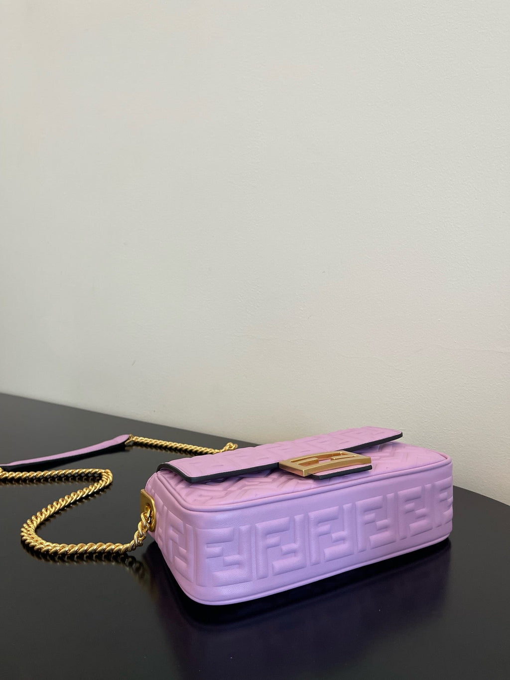 Fend Baguette 24 Bag with Ff Motif Lavender Leather Ghw