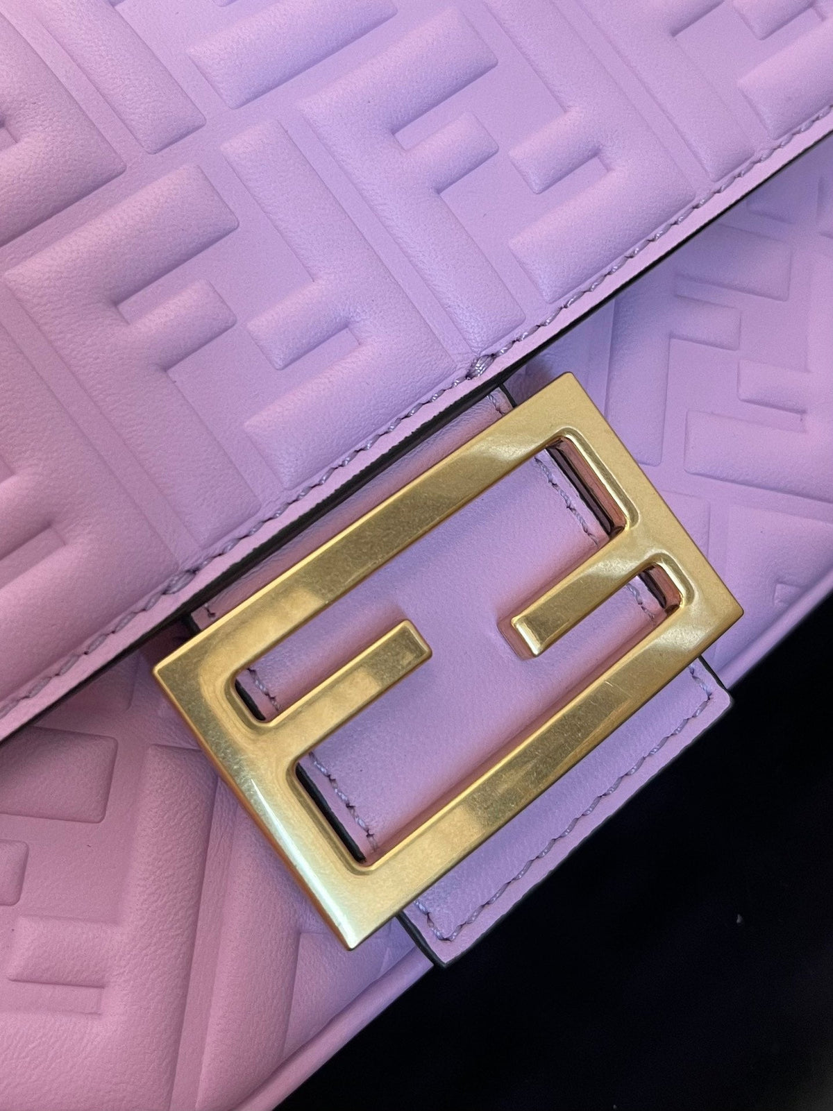 Fend Baguette 24 Bag with Ff Motif Lavender Leather Ghw