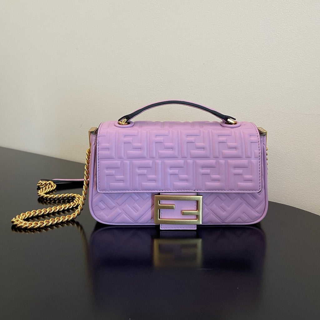 Fend Baguette 24 Bag with Ff Motif Lavender Leather Ghw