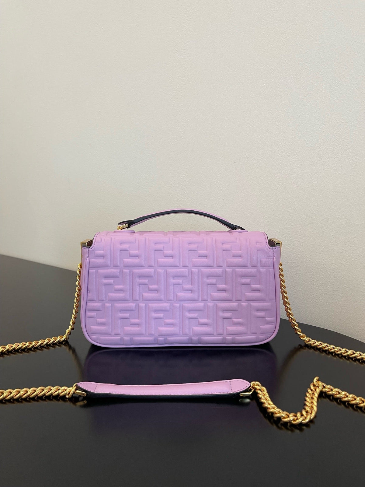 Fend Baguette 24 Bag with Ff Motif Lavender Leather Ghw
