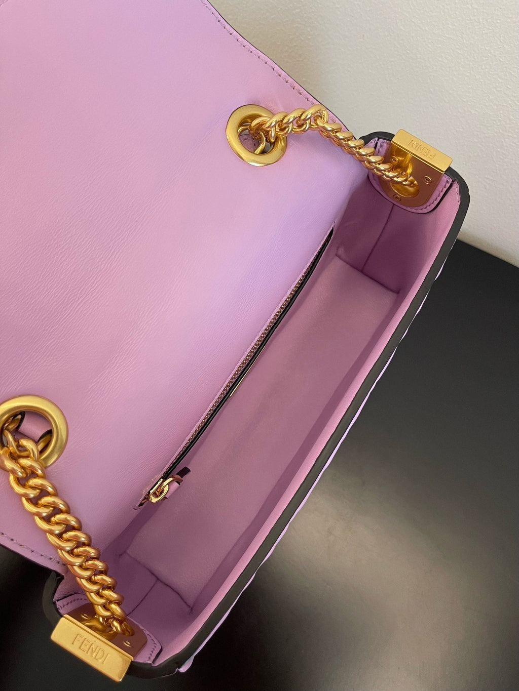 Fend Baguette 24 Bag with Ff Motif Lavender Leather Ghw