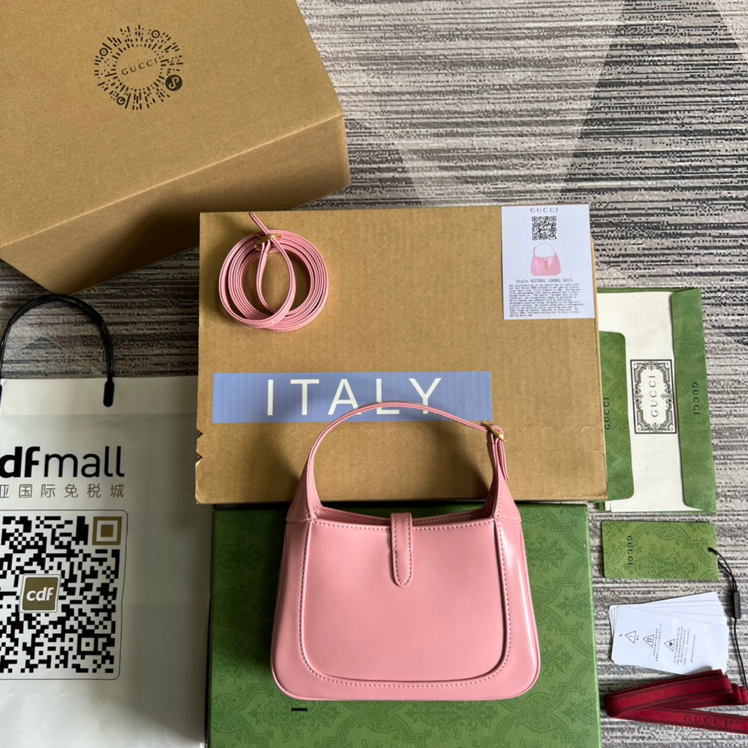 Gucci Jackie Mini 19 Shoulder Bag in Pink Patel Calfskin