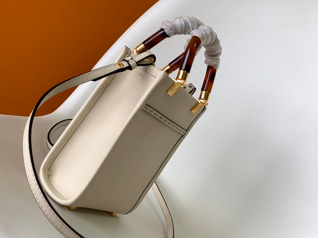 Fendi Fend Mini Sunshine Shopper Bag 18 White Leather