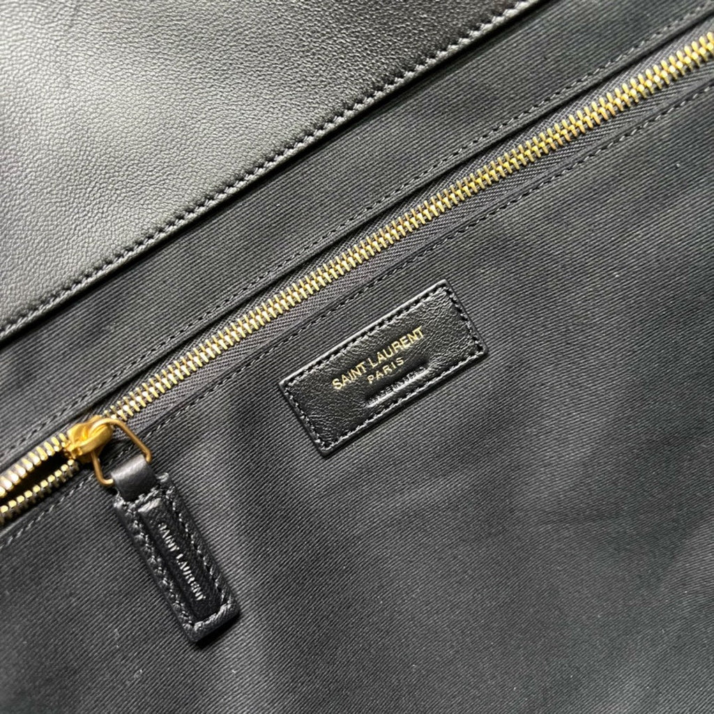 Saint Laurent Icare 58 Maxi Shopping Bag in Black Lambskin Gold-Tone Metallic