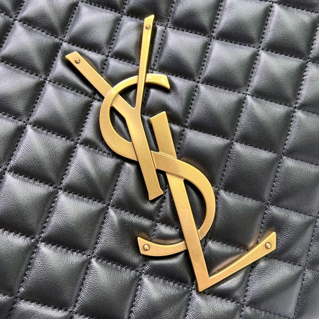 Saint Laurent Icare 58 Maxi Shopping Bag in Black Lambskin Gold-Tone Metallic