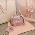 Arcadie Matelassé Nappa Small Bag 19 in Pastel Pink Lambskin Gold Hardware