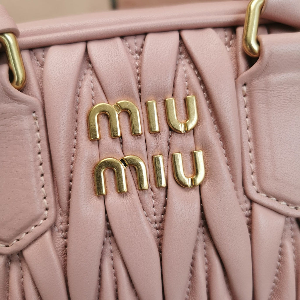 Arcadie Matelassé Nappa Small Bag 19 in Pastel Pink Lambskin Gold Hardware