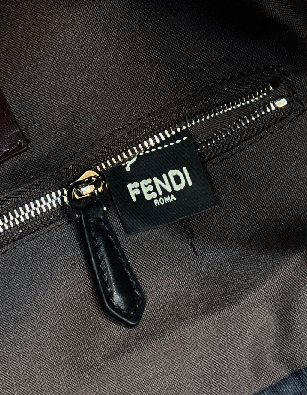 Fendi Strike Large 46 Ff Mocha Brown Jacquard Fabric Backpack