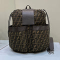 Fendi Strike Large 46 Ff Mocha Brown Jacquard Fabric Backpack