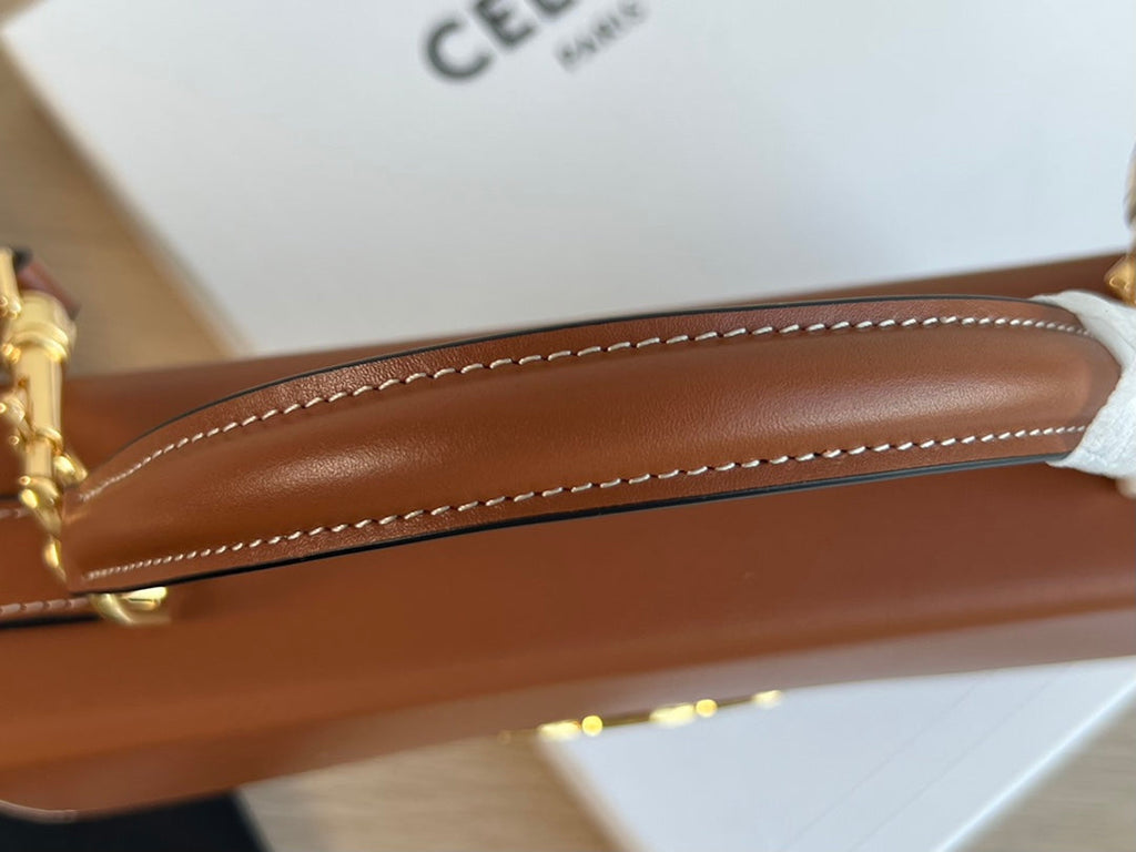 Celine Box Triphome 22 Cinnamon Brown Calfskin Bag