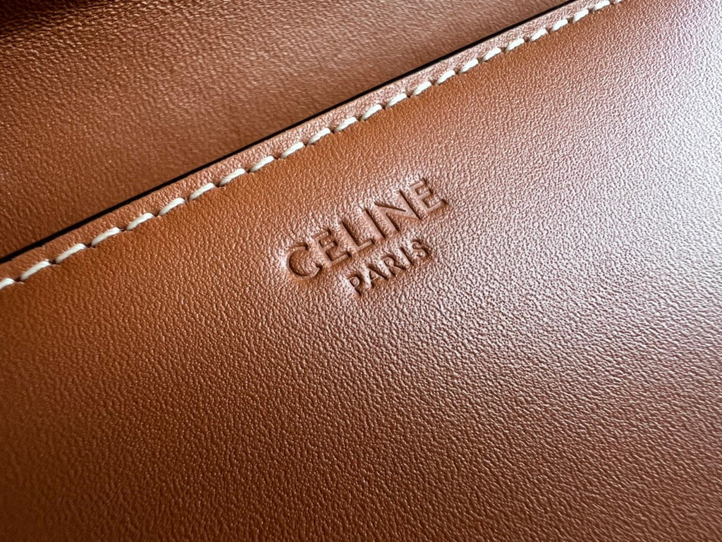 Celine Box Triphome 22 Cinnamon Brown Calfskin Bag