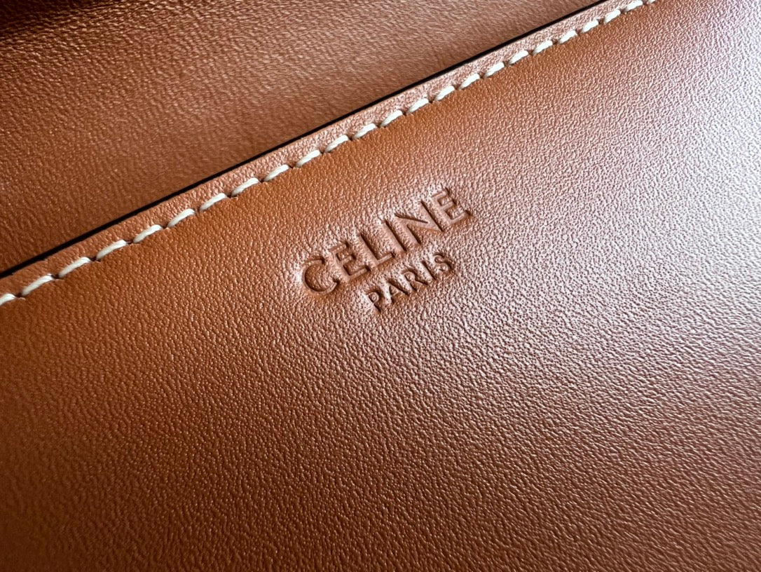 Celine Box Triphome 22 Cinnamon Brown Calfskin Bag