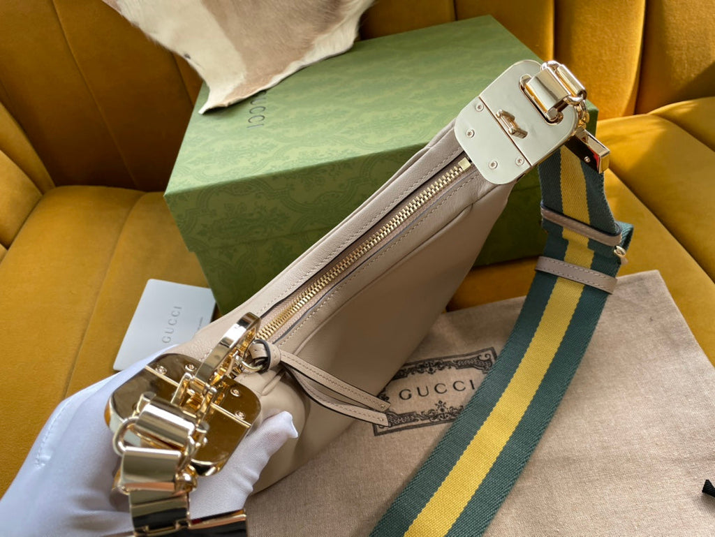 Gucci Attache 23 Small Shoulder Bag Beige Calfskin