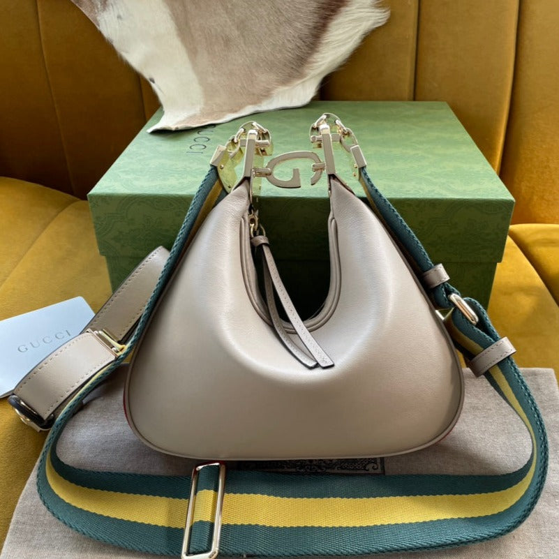 Gucci Attache 23 Small Shoulder Bag Beige Calfskin