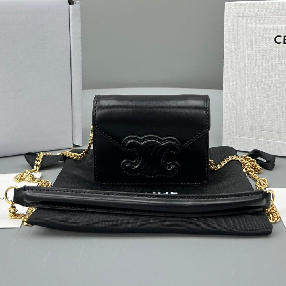 Celine Cuir Triphome 11 Black Calfskin Bag