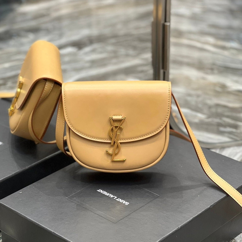 Saint Laurent Kaia Small 18 Handbag in Yellow Cream Calfskin
